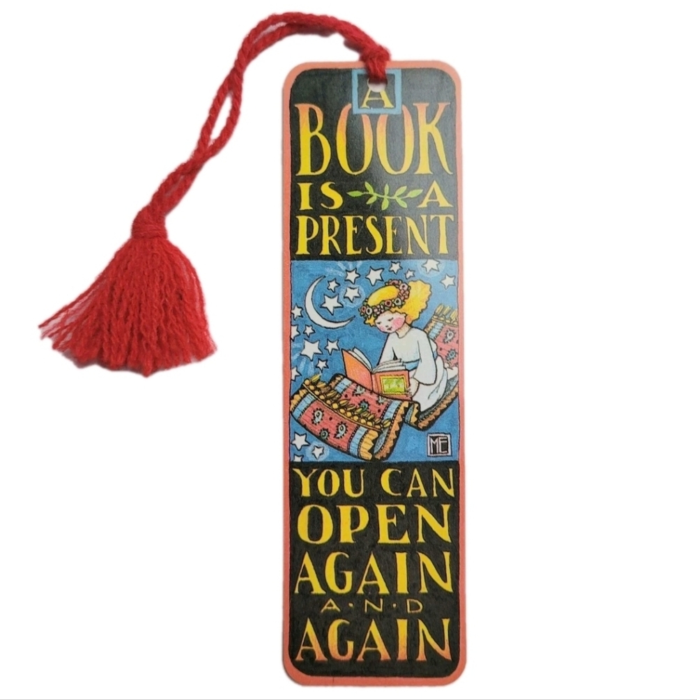 Vintage 80s Mary Engelbreit Tassel Bookmark Whimsical Folk Tag-A-Longs 1985 ME13